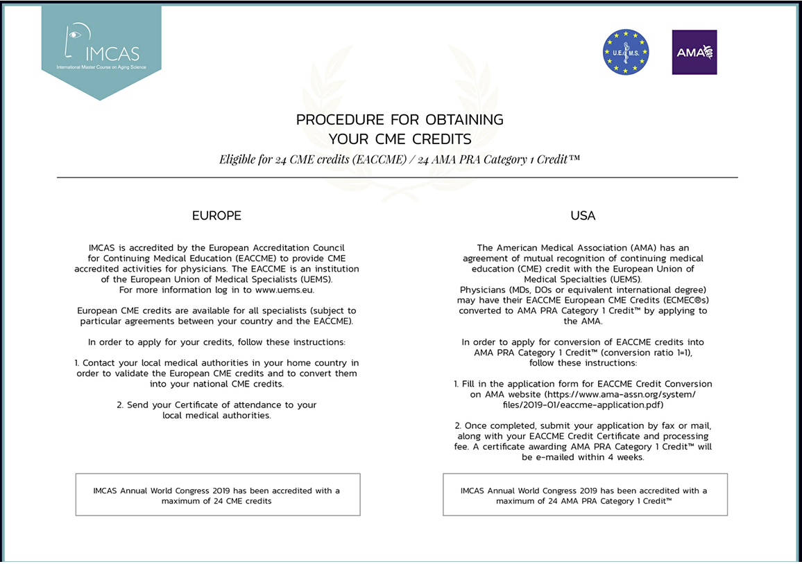 Dr Mehdi Mahmudi CME credits IMCAS AMA UEMS tibbi sertifikat